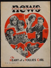 5j0526 FIRST NATIONAL NEWS exhibitor magazine March 15, 1928 The Heart of a Follies Girl, rare!