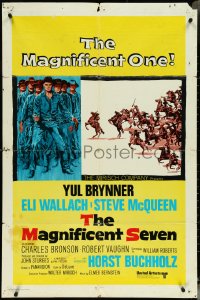 5j1059 MAGNIFICENT SEVEN 1sh R1970s Yul Brynner, Steve McQueen, John Sturges' 7 Samurai western!