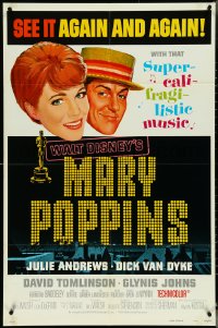 5j1066 MARY POPPINS style B 1sh R1973 Julie Andrews & Dick Van Dyke in Walt Disney's musical classic!