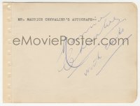 5j0222 MAURICE CHEVALIER signed 5x6 album page 1940s it can be framed with a repro photo!