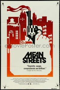 5j1068 MEAN STREETS 1sh 1973 Robert De Niro, Martin Scorsese, cool artwork of hand holding gun!