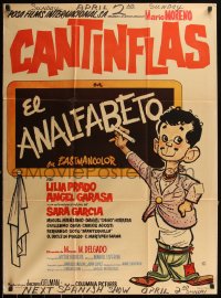 5j0496 EL ANALFABETO Mexican poster 1961 Miguel M. Delgado, Lilia Prado, wacky art of Cantinflas!