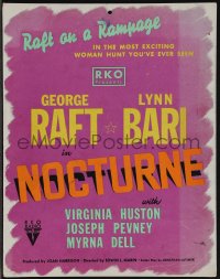 5j0465 NOCTURNE set of 9 door hangers 1946 art of top stars in title letters, with title card, rare!