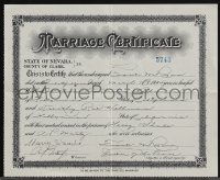 5j0106 WILLIAM A. WELLMAN/DOROTHY COONAN WELLMAN signed marriage certificate 1934 by director & wife