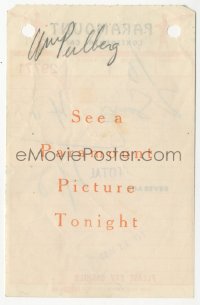 5j0135 WILLIAM PERLBERG signed guest check 1959 his receipt from the Paramount Continental Cafe!