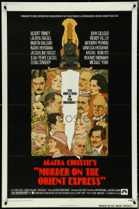 5j1076 MURDER ON THE ORIENT EXPRESS 1sh 1974 Agatha Christie, great art of cast by Richard Amsel!