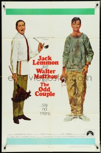 5j1082 ODD COUPLE 1sh 1968 art of best friends Walter Matthau & Jack Lemmon by Robert McGinnis!