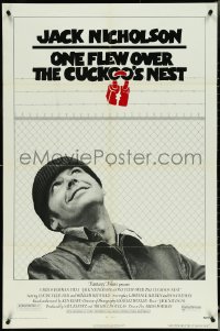 5j1087 ONE FLEW OVER THE CUCKOO'S NEST pre-awards 1sh 1975 c/u of Nicholson, Forman classic!