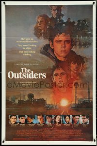 5j1091 OUTSIDERS 1sh 1982 David Grove art of Howell, Dillon, Macchio, Swayze, Lowe, cast!