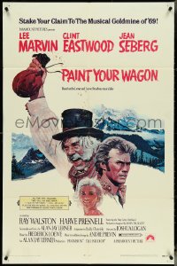 5j1092 PAINT YOUR WAGON 1sh 1969 Ron Lesser art of Clint Eastwood, Lee Marvin & Jean Seberg!