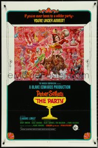 5j1094 PARTY style B 1sh 1968 Peter Sellers, Blake Edwards, great art by Jack Davis!