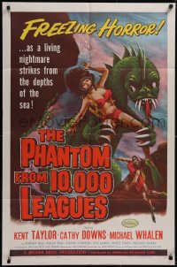 5j1099 PHANTOM FROM 10,000 LEAGUES 1sh 1956 classic art of monster & sexy scuba diver by Kallis!