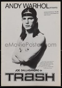 5j0511 ANDY WARHOL'S TRASH English promo brochure 1971 Joe Dallessandro, contains nudity, rare!