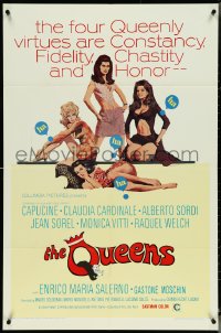 5j1109 QUEENS int'l 1sh 1968 sexy Capucine, Claudia Cardinale, Raquel Welch, Monica Vitti!