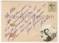 5j0225 RAND BROOKS/JEFF MORROW signed 4x6 album page 1950s they each signed one side of it!