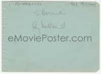 5j0226 RAY MILLAND/THOMAS GOMEZ signed 4x6 album page 1940s they each signed one side of it!