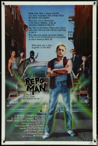 5j1117 REPO MAN 1sh 1984 Emilio Estevez & Harry Dean Stanton take cars from deadbeats who don't pay!