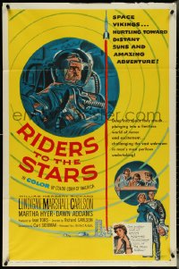 5j1123 RIDERS TO THE STARS 1sh 1954 William Lundigan has broken into outer space w/gravity zero!