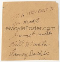 5j0228 SAMMY DAVIS JR. signed 3x3 album page 1930s also signed by the others of Will Mastin Trio!