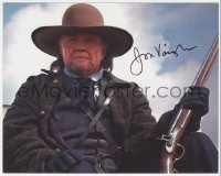 5j0269 JON VOIGHT signed color color 8x10 photo 2000s great close up with gun from September Dawn!