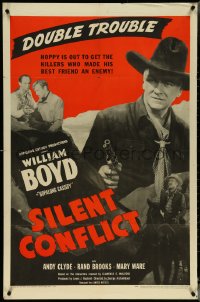 5j1154 SILENT CONFLICT 1sh 1948 William Boyd as Hopalong Cassidy with gun and white bandana!