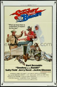 5j1162 SMOKEY & THE BANDIT int'l 1sh 1977 art of Burt Reynolds, Sally Field & Jackie Gleason by Solie!