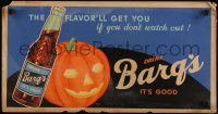 5j0372 BARQ'S 11x21 advertising poster 1940s Halloween jack-o-lantern art, root beer, very rare!