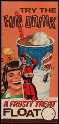 5j0374 FROSTY TREAT 8x17 advertising poster 1960s try the fun drink, a frosty treat float, cool art!