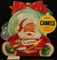 5j0368 CAMEL CIGARETTES die-cut 13x13 standee 1958 Santa Claus gives you a carton for Christmas!