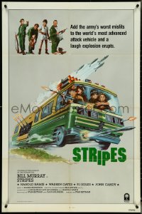 5j1178 STRIPES int'l 1sh 1981 Bill Murray, different wacky combat RV art by Jack Thurston!