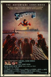 5j1186 SUPERMAN II NSS style 1sh 1981 Christopher Reeve, Terence Stamp, battle over New York City!