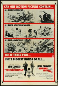 5j1197 THUNDERBALL/YOU ONLY LIVE TWICE 1sh 1971 Sean Connery's two biggest James Bonds of all!