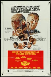 5j1206 TOWERING INFERNO style B 1sh R1976 Steve McQueen, Paul Newman, different Jung art!