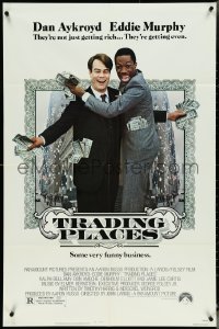 5j1208 TRADING PLACES 1sh 1983 Dan Aykroyd & Eddie Murphy are getting rich & getting even!