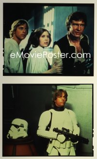 5j1655 STAR WARS group of 2 4x5 transparencies 1977 Mark Hamill, Carrie Fisher, Harrison Ford!