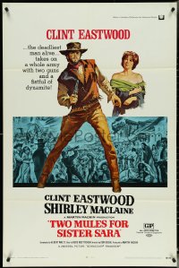 5j1211 TWO MULES FOR SISTER SARA 1sh 1970 art of gunslinger Clint Eastwood & Shirley MacLaine!