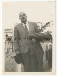 5j0241 WALTER CONNOLLY signed 3x5 photo 1930s great candid portrait wearing suit & tie outdoors!