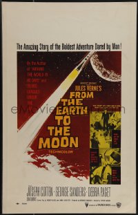 5j0415 FROM THE EARTH TO THE MOON WC 1958 Jules Verne's boldest adventure dared by man!