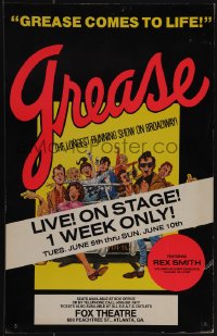 5j0419 GREASE stage play WC 1972 the longest running show on Broadway, wonderful cast portrait art!