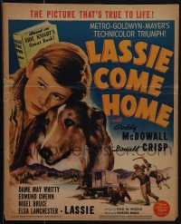 5j0425 LASSIE COME HOME WC 1943 great image of young sad Roddy McDowall & his beloved Collie, rare!