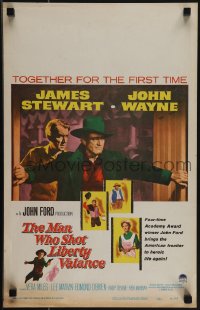 5j0427 MAN WHO SHOT LIBERTY VALANCE WC 1962 John Wayne & James Stewart 1st time together, John Ford