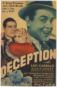 5j0533 DECEPTION mini WC 1932 Thelma Todd sweeps football star turned wrestler off his feet, rare!