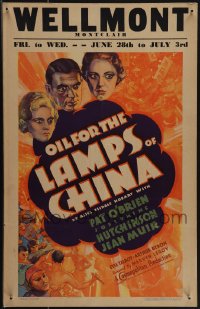 5j0430 OIL FOR THE LAMPS OF CHINA WC 1935 art of Pat O'Brien, Jean Muir & Hutchinson, ultra rare!