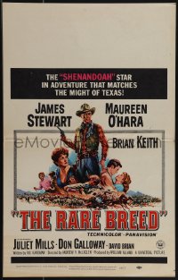 5j0437 RARE BREED WC 1966 art of Texas leader James Stewart, Maureen O'Hara & Brian Keith!