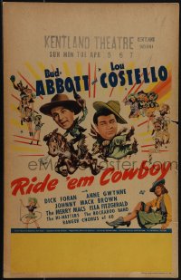 5j0438 RIDE 'EM COWBOY WC 1942 Bud Abbott & Lou Costello, great art of sexy cowgirls, very rare!