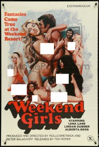 5j1221 WEEKEND GIRLS 1sh 1970s sexy art, fantasies came true at the weekend resort!