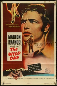 5j1227 WILD ONE 1sh 1953 ultimate Streetcar Man biker Marlon Brando, c'mon baby let's have fun!