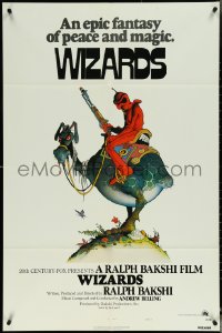 5j1232 WIZARDS int'l 1sh 1977 Ralph Bakshi directed animation, cool fantasy art by William Stout!