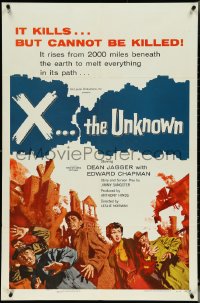 5j1234 X THE UNKNOWN 1sh 1957 it rises from 2000 miles beneath Earth, it kills but cannot be killed!