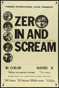 5j1239 ZERO IN & SCREAM 1sh 1970 Dawna Rae, cool images of people in scope of a sniper rifle!